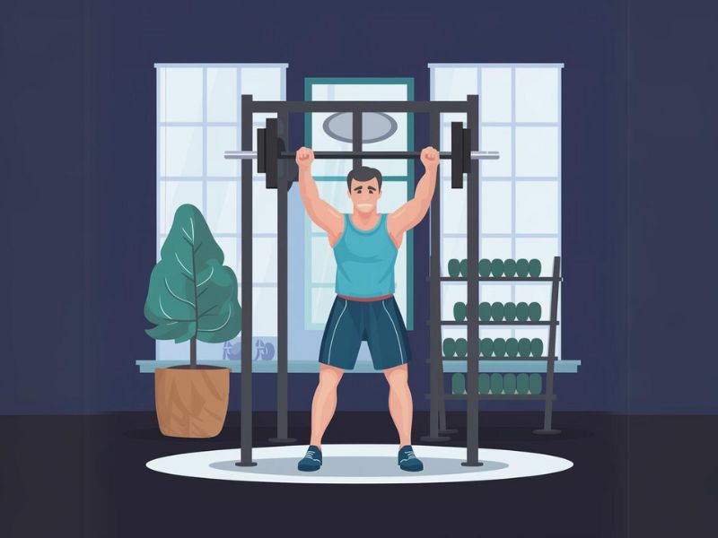 Image depicting a man performing a pull-up while holding a dumbbell, showcasing advanced CrossFit techniques.