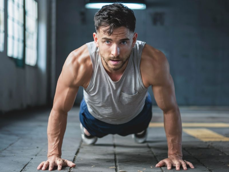 men working burpee mile