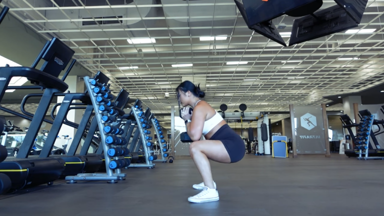 Woman Doing Goblet Squat in the Gym